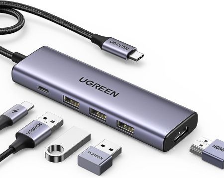 15597 Конвертер UGREEN CM511 USB-C To HDMI+3*USB 3.0
A+PD Power Converter. Цвет: серый