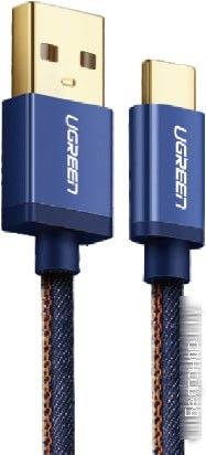 40344 Кабель UGREEN US250 USB 2.0 - USB Type-C, оплетка, цвет: синий, 1M  на ugreen.by 