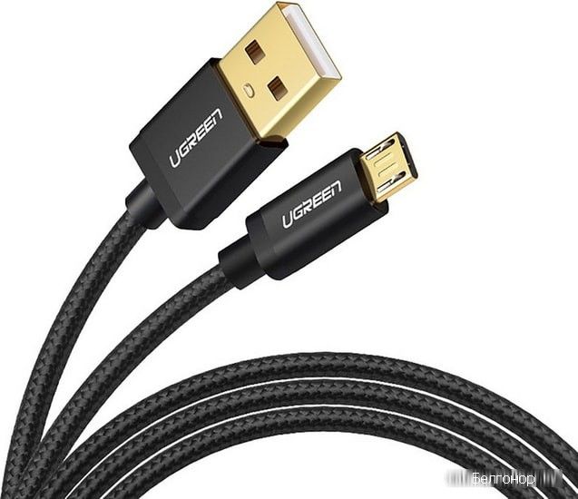 Кабель Micro-USB в оплетке Ugreen US134 (40979) 0.5м черный  на ugreen.by 