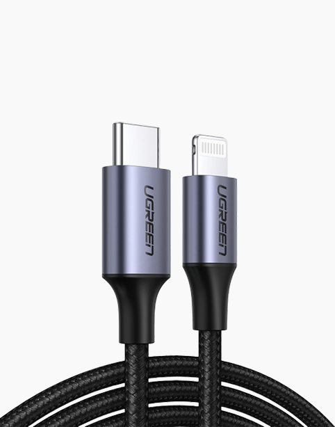 Кабель USB-TypeC - Lightning 1м MFi оплетка Ugreen US304 (60759) черный