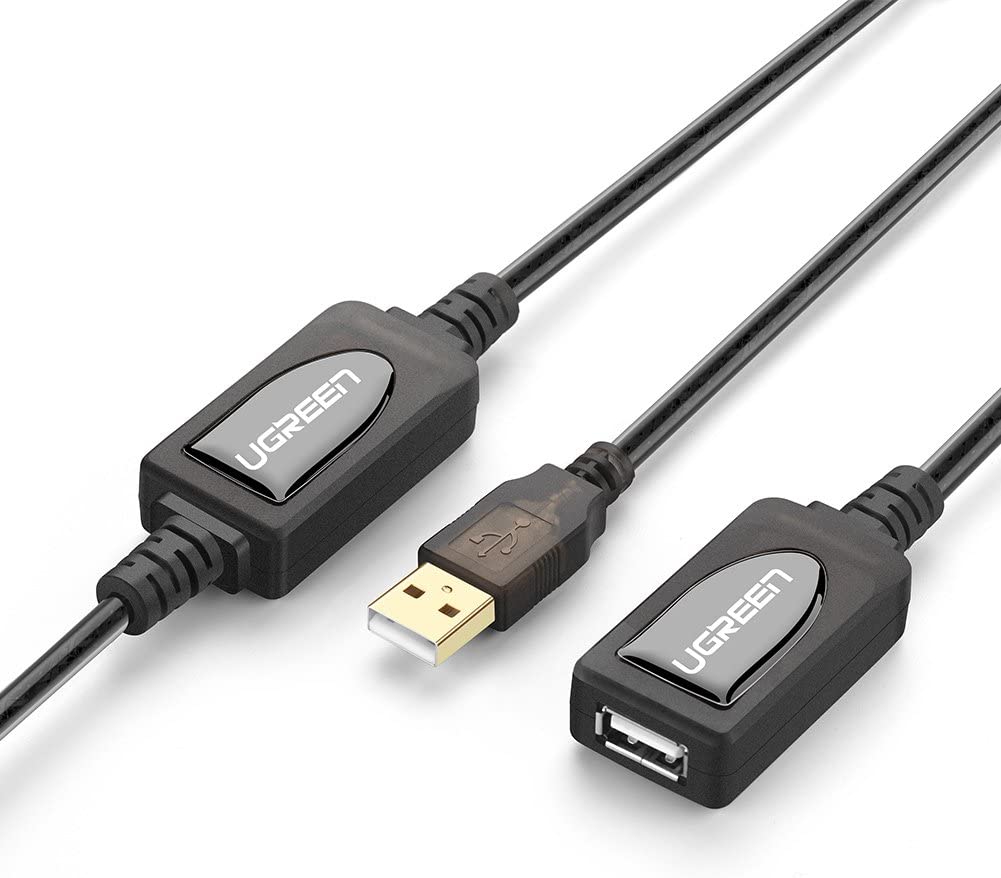10323 Кабель удлинитель UGREEN US121 USB-A - USB-A (папа-мама), цвет: черный, 15M