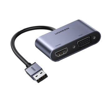 20518 Адаптер UGREEN CM449 USB3.0 to HDMI + VGA, цвет: серый 20518 Адаптер UGREEN CM449 USB3.0 to HDMI + VGA, цвет: серый