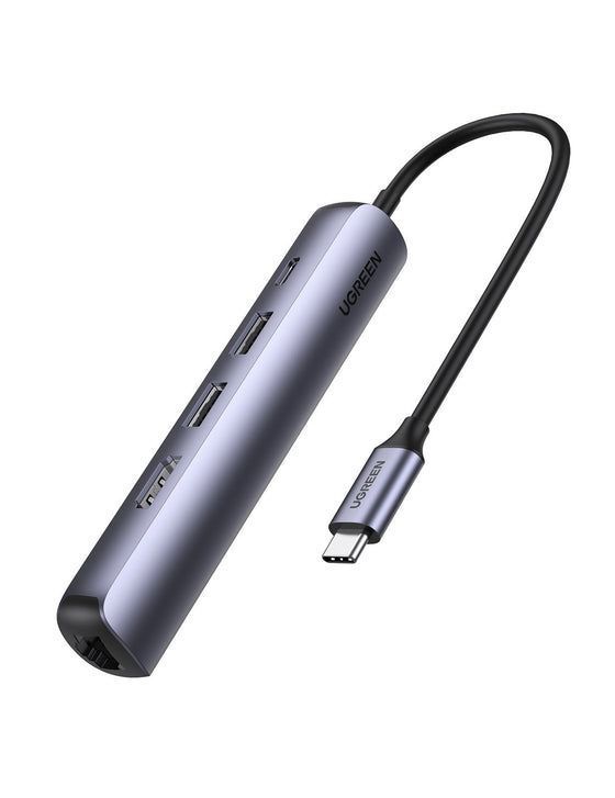 10919 Док-станция UGREEN CM418 USB-C - 2xUSB-A 3.0, HDMI v1.4 4K 30Hz, LAN 1Gbit PD 100W