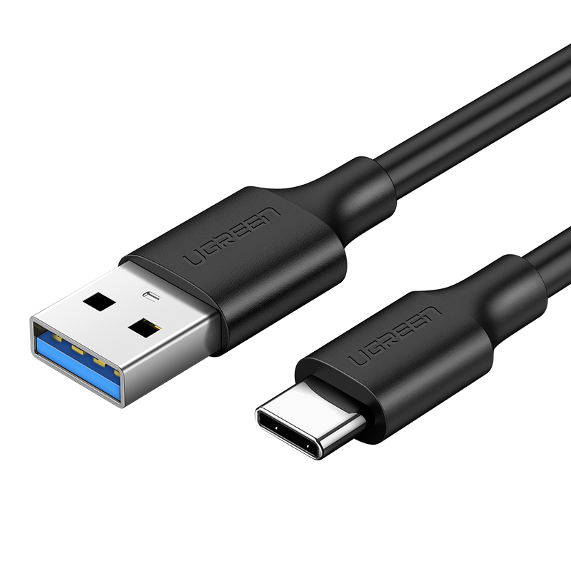 20882 Кабель UGREEN US184 USB 3.0 - USB Type-C, цвет: черный, 1M