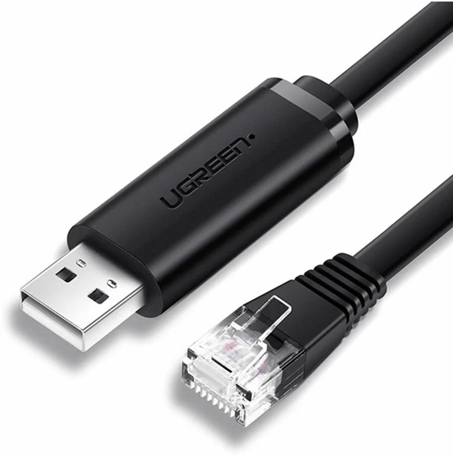 60813 Кабель консольный UGREEN CM204 USB-A to RJ45. Длина: 3м Цвет: черный