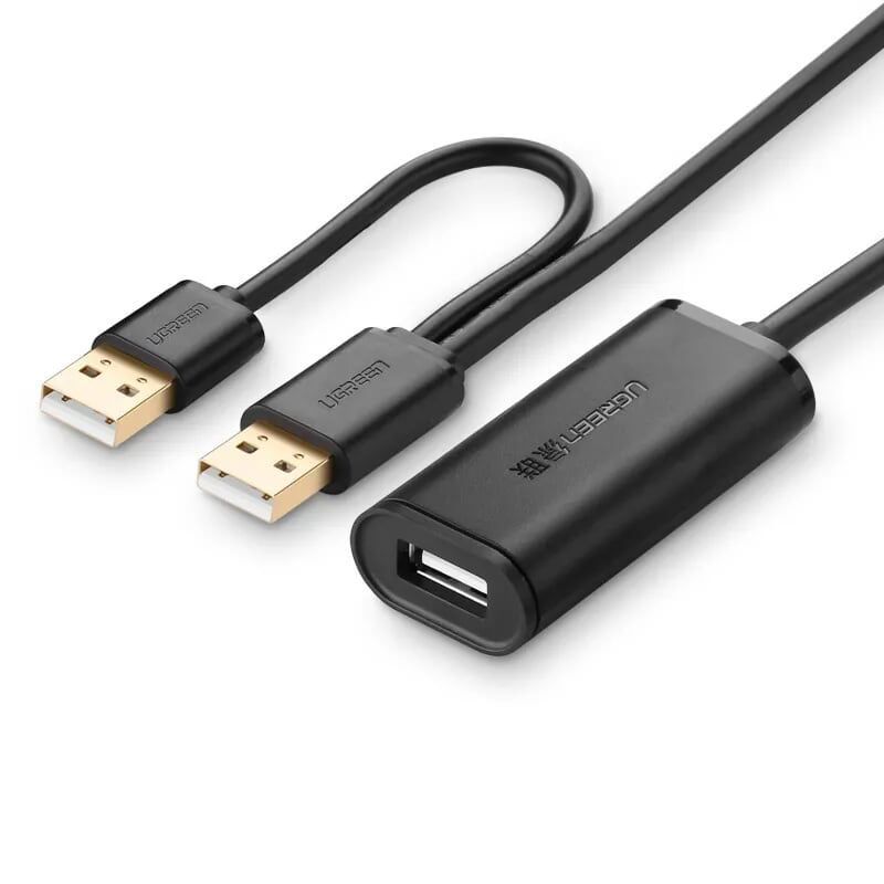 20214 Кабель удлинитель, активный UGREEN US137 USB-A - USB-A (папа-мама), цвет: черный, 10M