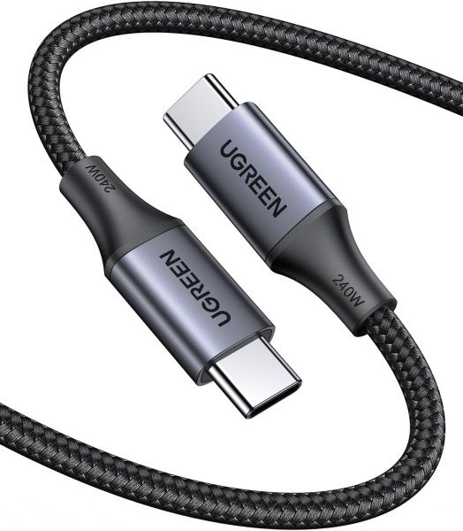 90440 Кабель UGREEN US535 Type-C - Type-C Cable 240W Aluminum 2m (Space Gray)