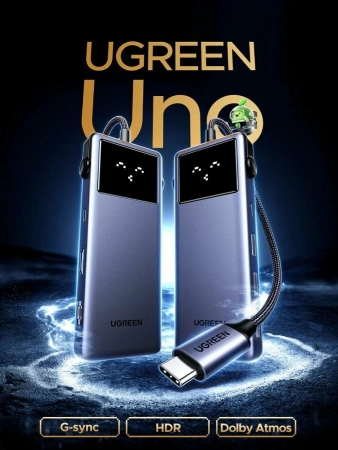 45155 Хаб UGREEN CM888 UNO 7-in-1 4K@60Hz USB-C+3*USB-A+Ethernet+PD 100W+HDMI Hub. Цвет: серый