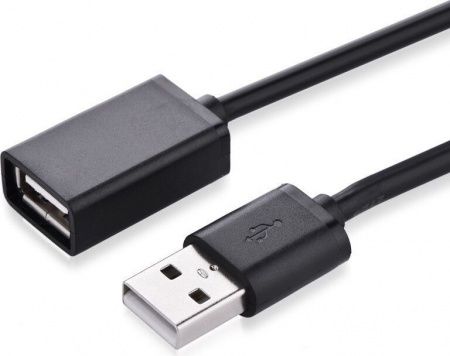 10316 Кабель UGREEN US103 USB-A - USB-A (папа-мама), цвет: черный, 2M