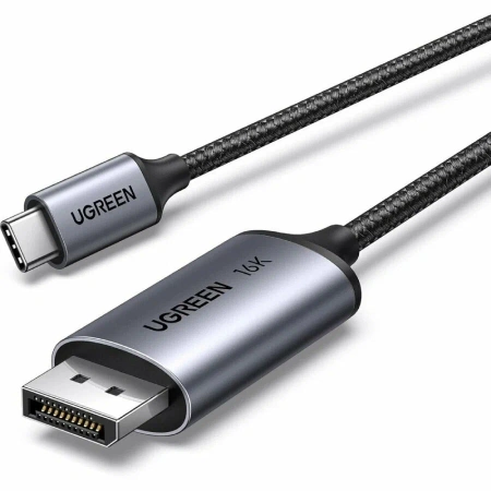 25863 Кабель Ugreen CM707 DisplayPort 2.1,16K 30Hz, 1m, Цвет-серый