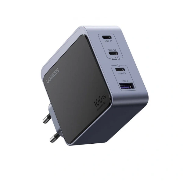 35043 Зарядное устройство UGREEN X565 Nexode S GaN 100W 1xUSB-A, 3xUSB-C. Цвет: черный/серый 35043 Зарядное устройство UGREEN X565 Nexode S GaN 100W 1xUSB-A, 3xUSB-C. Цвет: черный/серый