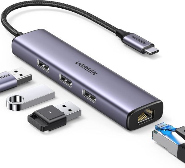 60600 Док-станция UGREEN CM475 USB-C - 3xUSB-A 3.0, LAN 1Gbit