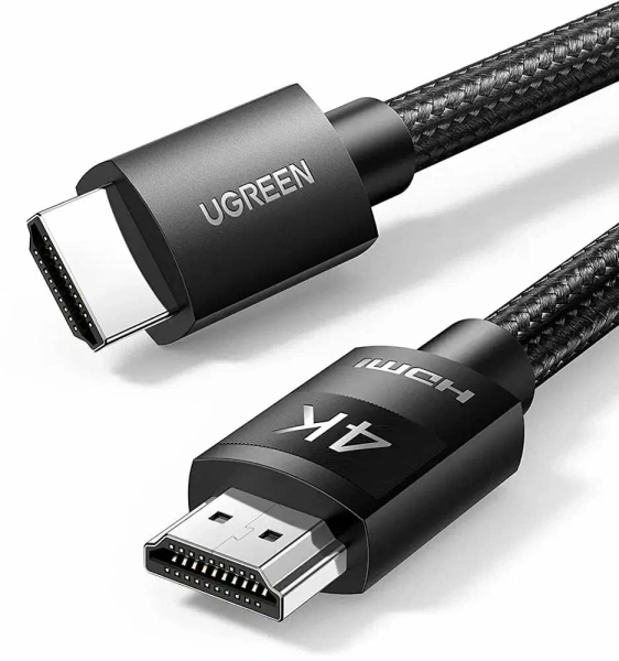 30999 Кабель UGREEN HD119 v.2.0 4K 60Гц HDMI Cable Male to Male Braided. Длина 1м. Цвет: черный