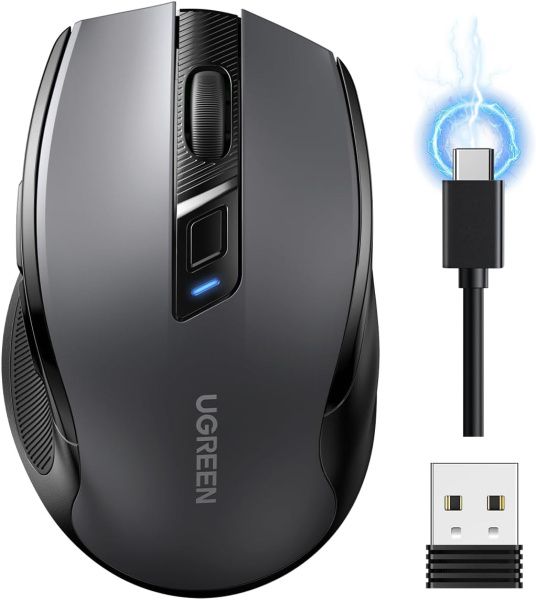 85082 Мышка компьютерная беспроводная UGREEN MU006S Ergonomic Wireless 4000DPI 2.4G&BT Mouse. Цвет: черный