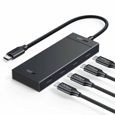 35584 Хаб UGREEN CM806 USB-C to 4xUSB-C HUB without PD. Цвет: черный