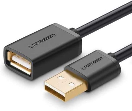 10313 Кабель UGREEN US103 USB-A - USB-A (папа-мама), цвет: черный, 0,5M