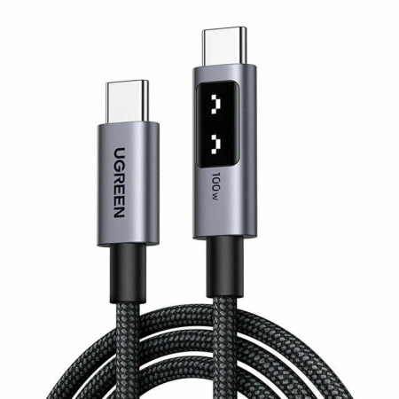 35501 Кабель UGREEN L509 UNO Type C 2.0 Male To Type C 2.0 Male Robot 5A Data Cable. Длина: 1м. Цвет: черный/серый