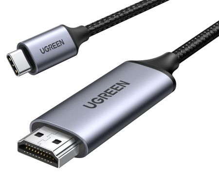 25155 Кабель UGREEN MM142 USB-C to HDMI Male to Male Cable Aluminum Shell. Длина: 1м. Цвет: серый