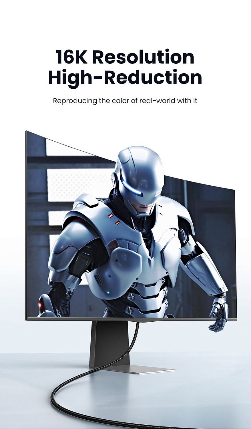 15384 Кабель Ugreen DP118 DisplayPort 2.1, 16K 30Hz, 2m, Цвет-серый