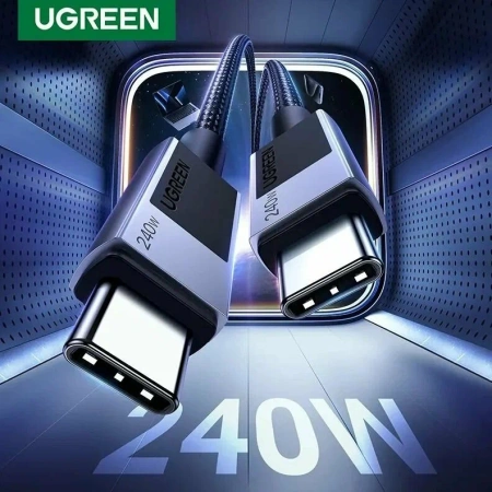 45068 Кабель UGREEN L513 Type C 2.0 Male To Type C 2.0 Male Charging&Data Cable(240W Max). Длина: 2м. Цвет: черный