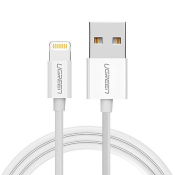 80315 Кабель UGREEN US155 USB-Lightning, цвет: белый, 1.5M