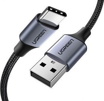 60125 Кабель UGREEN US288 USB 2.0 - USB Type-C, цвет: черный, 0.5M