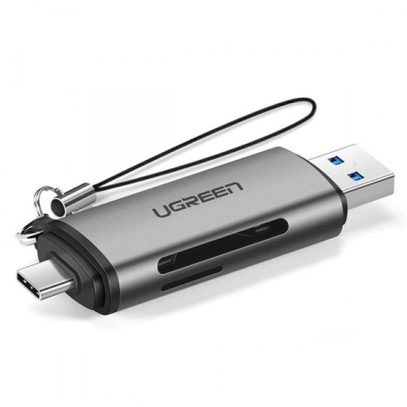 50706 Картридер Ugreen CM185 USB3.0/USB-C - SD+MicroSD.Цвет - черный