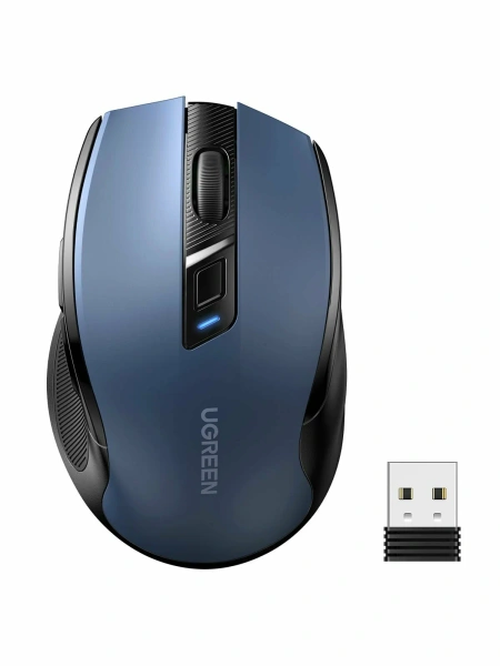 25753 Беспроводная мышь Ugreen Ergonomic Wireless Mouse 4000DPI Silence Design 2.4 GHz&BT. Цвет: син