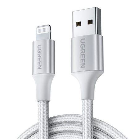 60162 Кабель UGREEN US291 USB-Lightning, цвет: серебристый, 1.5M