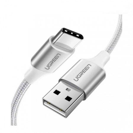 60133 Кабель UGREEN US288 USB в USB Type-C, оплетка, цвет: серебристый, 2M
