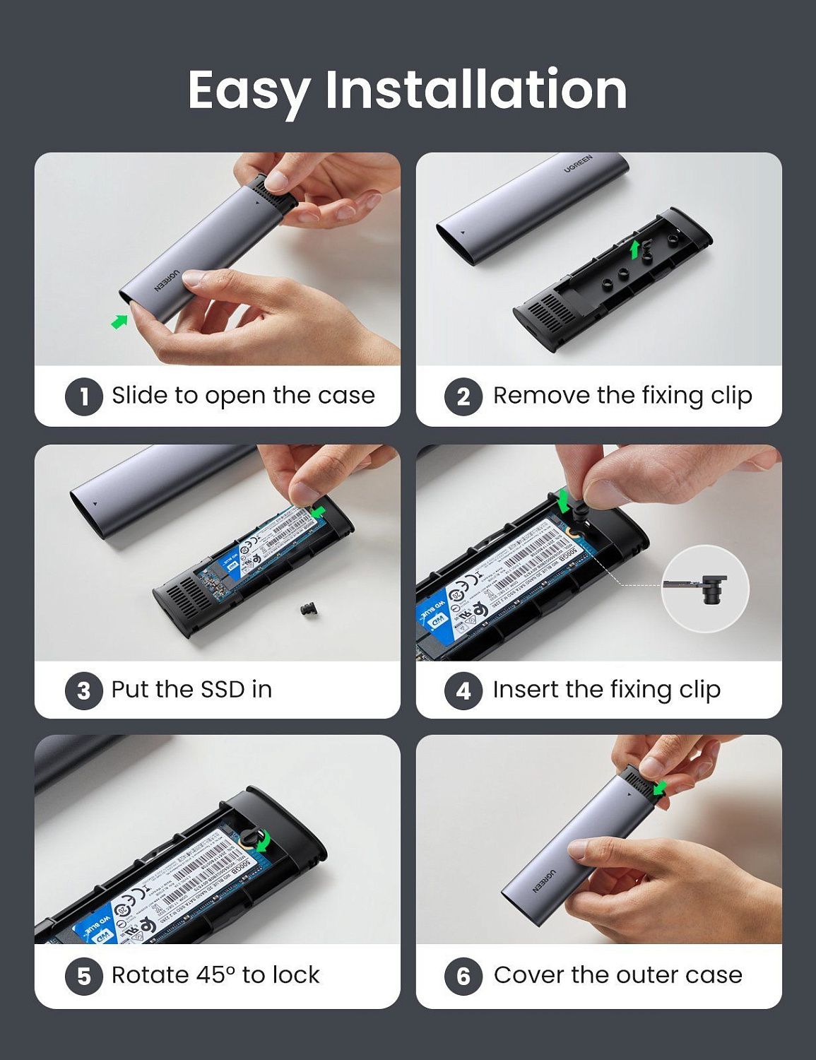 10902 Внешний бокс для SSD M.2 UGREEN CM400, USB TypeC, 10GB