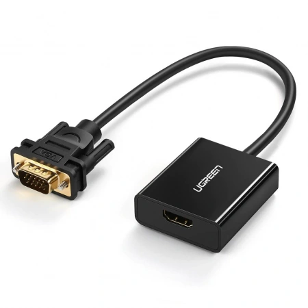 60814 кабель Ugreen CM269  VGA (M) to HDMI (F) + аудио порт 3,5mm + порт питания Micro 
USB
