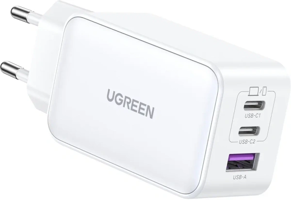 15334 Зарядное устройство UGREEN CD244 Nexode GaN 65W 1xUSB-A, 2xUSB-C. Цвет: белый 15334 Зарядное устройство UGREEN CD244 Nexode GaN 65W 1xUSB-A, 2xUSB-C. Цвет: белый