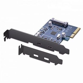 30773 Карта PCI Express UGREEN US230 PCI Express в 2хUSB-C, цвет: черный