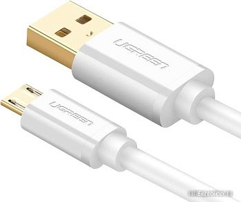 10849 Кабель UGREEN US125 USB - Micro-USB, цвет: белый, 1.5M