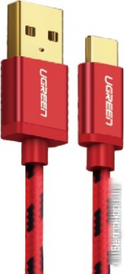 40484 Кабель UGREEN US250 USB 2.0 - USB Type-C, оплетка, цвет: красный, 1M