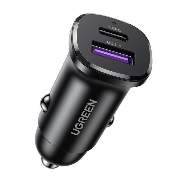 25845 Автомобильное зарядное устройство UGREEN EC305  USB-C PD+USB-A QC 30W Fast Car Charger с чехлом