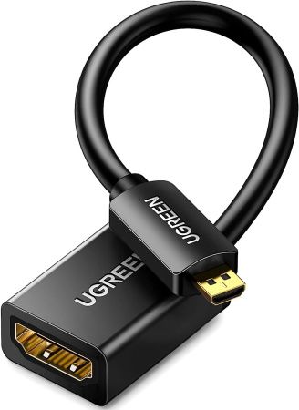 20134 Переходник UGREEN MicroHDMI-HDMI (male-female); 0,22m; Цвет - черный.