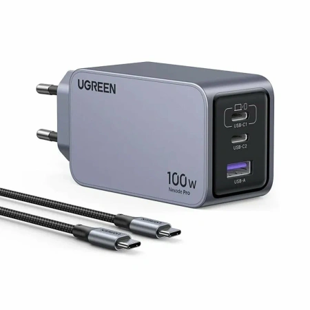 25874 UGREEN X757 Зарядное устройство, USB-A+2*USB-C GaN с кабелем 1.5M 100W