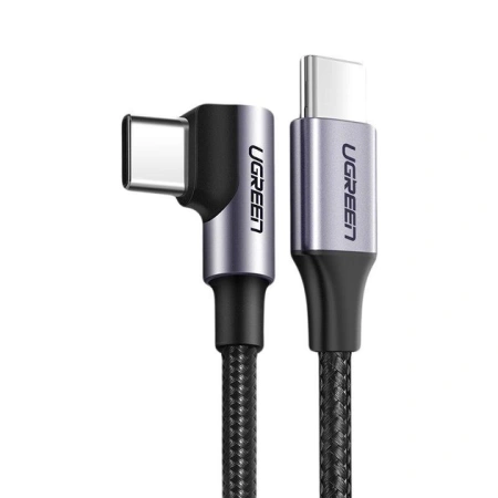 50123 Кабель угловой UGREEN US255 USB-C 2.0 Male to
 Angled 90° USB-C 2.0 Male 3A Data Cable. 1метр