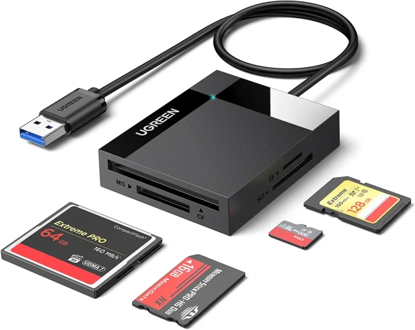 30333 Картридер UGREEN CR125 USB3.0 - SD/TF, Memory Stick, CF I. Цвет: черный. Длина кабеля 0.5м. 30333 Картридер UGREEN CR125 USB3.0 - SD/TF, Memory Stick, CF I. Цвет: черный. Длина кабеля 0.5м.