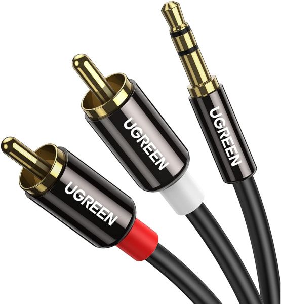 10591 Аудио кабель  3.5mm - 2RCA UGREEN AV116 Длина: 5м. Цвет: черный