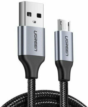 60145 Кабель UGREEN US290 USB - Micro-USB, Aluminum case, оплетка, цвет: черный, 0.5M