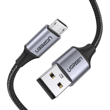 60146 Кабель UGREEN US290 USB - Micro-USB, Aluminum case, оплетка, цвет: черный, 1M