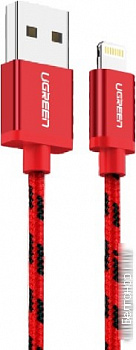 Кабель USB - Lightning для зарядки iPhone 2 метра MFi оплетка Ugreen US247 (40481) красный