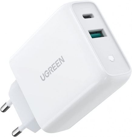 60468 UGREEN CD170 Зарядное устройство, USB-A + USB-C, 36W, цвет: белый
