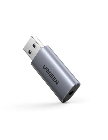 80864 Внешняя звуковая карта UGREEN CM383 USB 2.0 to
3.5mm Audio Adapter. Цвет: серый