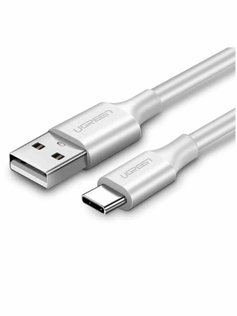 60119 Кабель UGREEN US287 USB 2.0 - USB Type-C, цвет: белый, 0.25M
