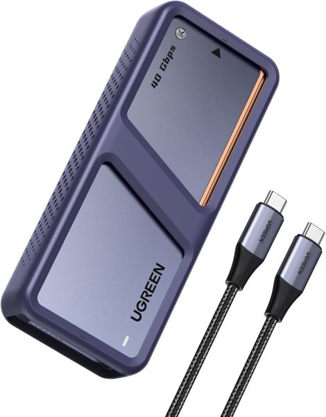 65727 Бокс внешний для жесткого диска UGREEN D703 40Gbps M.2 NVMe USB-C 4.0 SSD Enclosure. Цвет: сер
