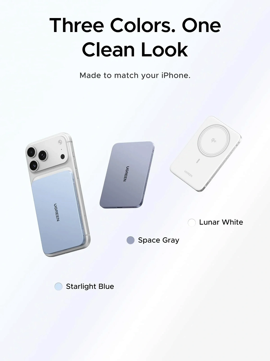 65840B Внешний аккумулятор UGREEN PB580 MagFlow Air Ultra-Slim 20W Magnetic 5000mAh Wireless